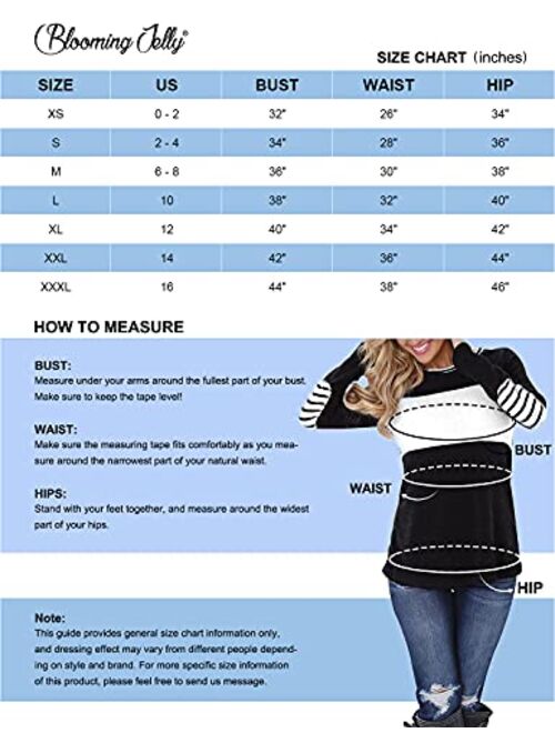 Blooming Jelly Women's Long Sleeve Round Neck Elbow Patched Color Block Stripe Shirt Tops