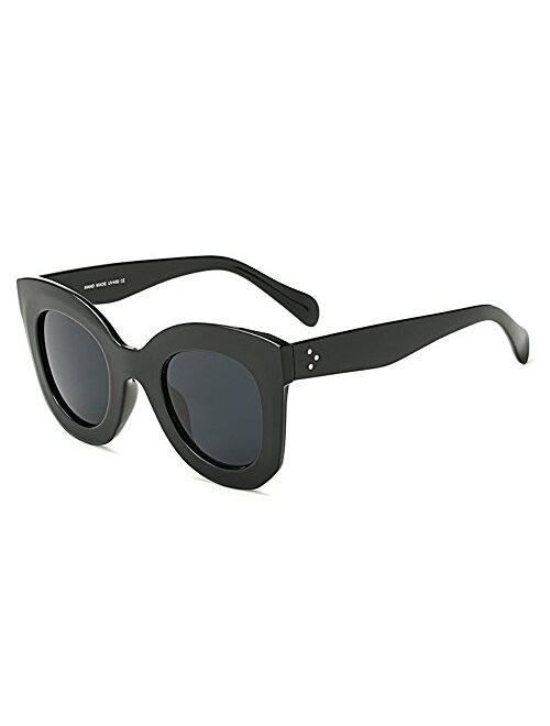 Freckles Mark Butterfly Sunglasses Semi Cat Eye Glasses Plastic Frame Clear Gradient Lenses