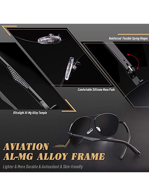 CGID GA61 Premium Al-Mg Alloy Pilot Polarized Sunglasses UV400,Spring Hinges