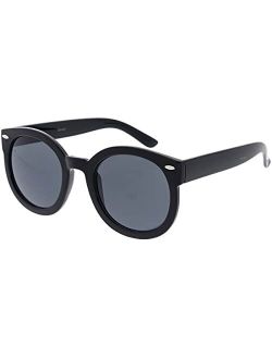 zeroUV - Round Retro Oversized Sunglasses for Women with Colored Mirror and Neutral Lens 53mm