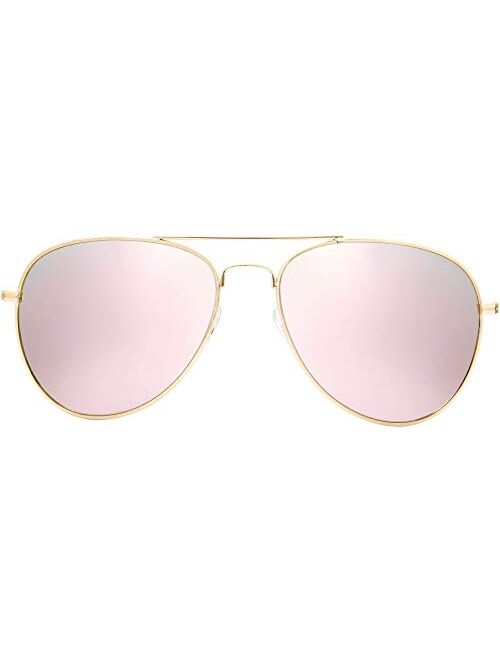The Fresh Classic Metal Frame Mirror Lens Aviator Sunglasses with Gift Box
