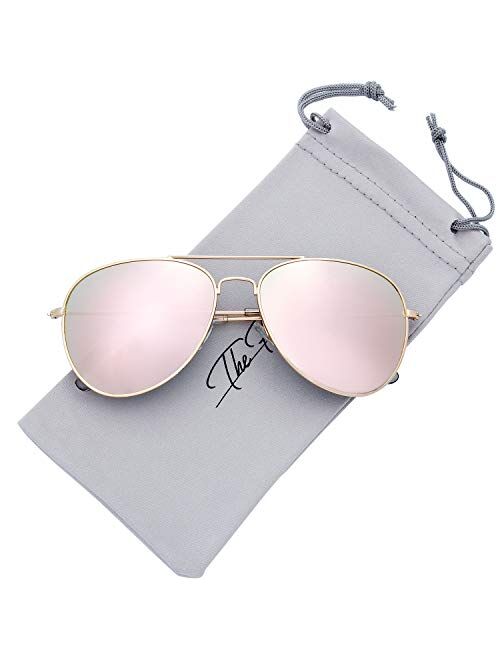 The Fresh Classic Metal Frame Mirror Lens Aviator Sunglasses with Gift Box