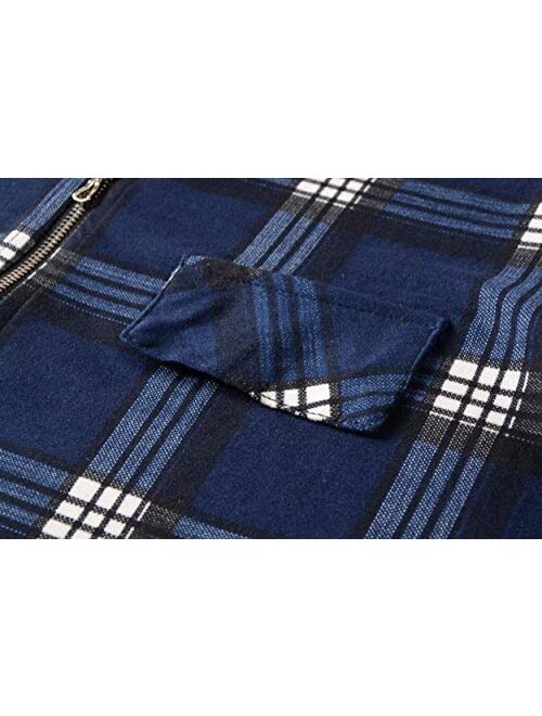 ZENNILO Women's Shirt Zip Plaid V Neck Short Sleeve Casual Summer Tunic Tops Blouse