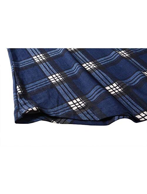 ZENNILO Women's Shirt Zip Plaid V Neck Short Sleeve Casual Summer Tunic Tops Blouse