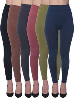 Active Club 6 Pack Women's Fleece Lined Soft,High Waist,Slimming,Winter Warm Leggings-Plus Size Leggings