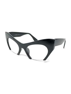 Cateye or High Pointed Eyeglasses or Sunglasses Vintage Inspired Fashion (Fashion Cut Away Black)