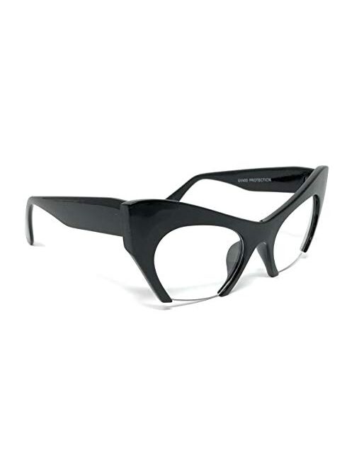 Cateye or High Pointed Eyeglasses or Sunglasses Vintage Inspired Fashion (Fashion Cut Away Black)