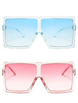 MAOLEN Oversized Square Sunglasses for Women Men Flat Top Shades 2020 Trendy Fashion Sunglasses