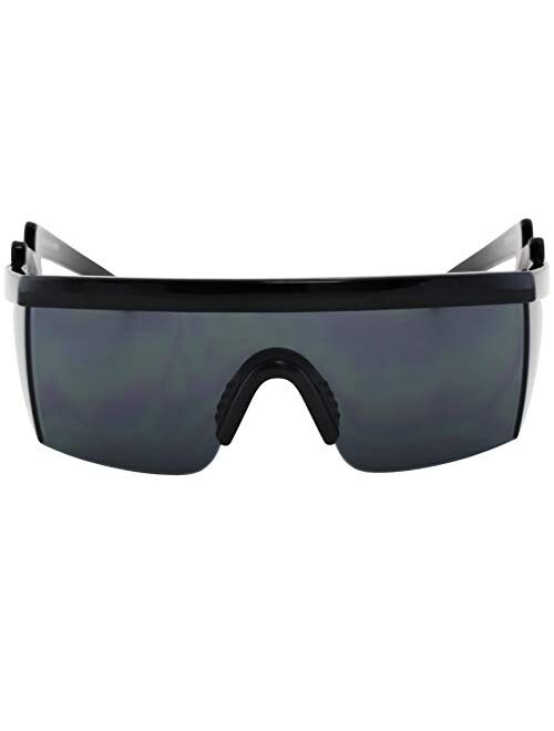 Semi Rimless Goggle Style Retro Rainbow Mirrored Lens ZigZag Sunglasses