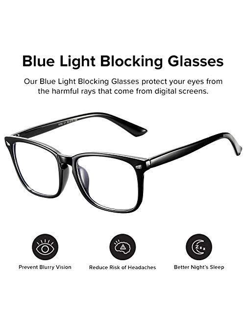 DeBuff Blue Light Blocking Glasses Women Men Clear Lens Square Frame Computer Eyeglasses