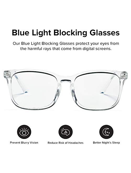DeBuff Blue Light Blocking Glasses Women Men Clear Lens Square Frame Computer Eyeglasses