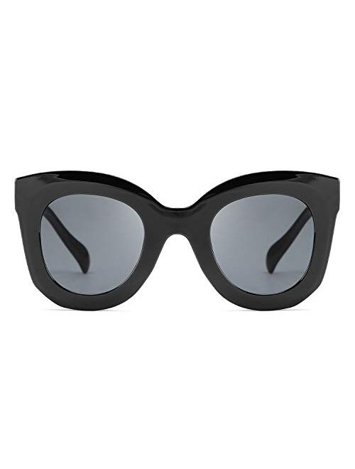 FEISEDY Oversized Square Horn Sunglasses Men Women Retro Thick Bold Frame B2572