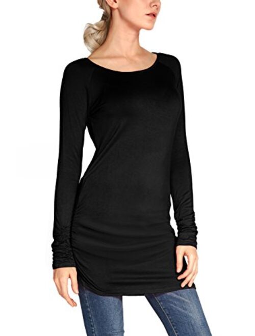 Urban CoCo Women's Casual T-Shirt Long Sleeve Solid Tunic Tops Slim Fit