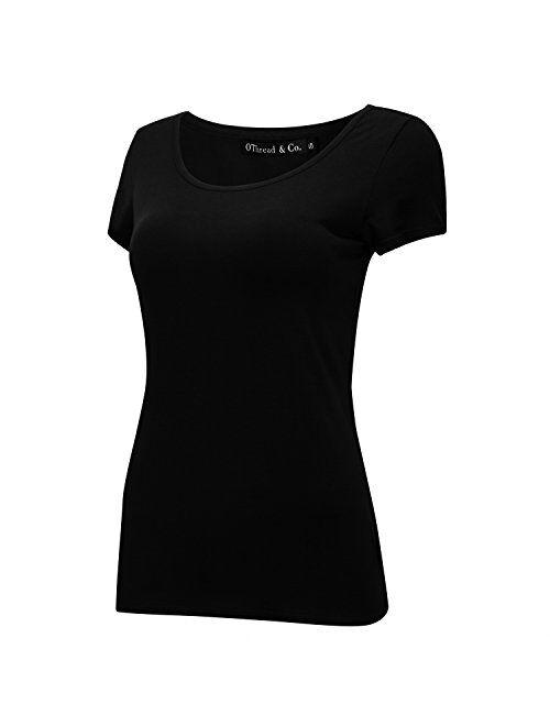 OThread & Co. Women's Short Sleeve T-Shirt Scoop Neck Basic Layer Spandex Shirts