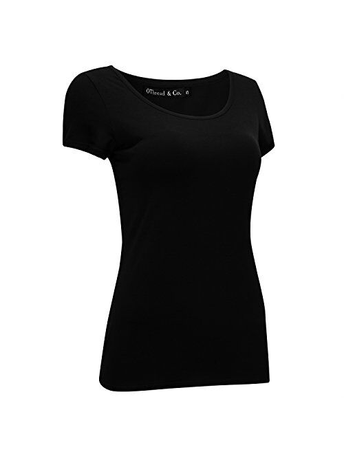 OThread & Co. Women's Short Sleeve T-Shirt Scoop Neck Basic Layer Spandex Shirts