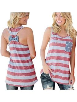 CM-Kid Women's American Flag Tank Tops 4th of July Camo Tee Summer Loose Sleeveless Country Patriotic USA T Shirts