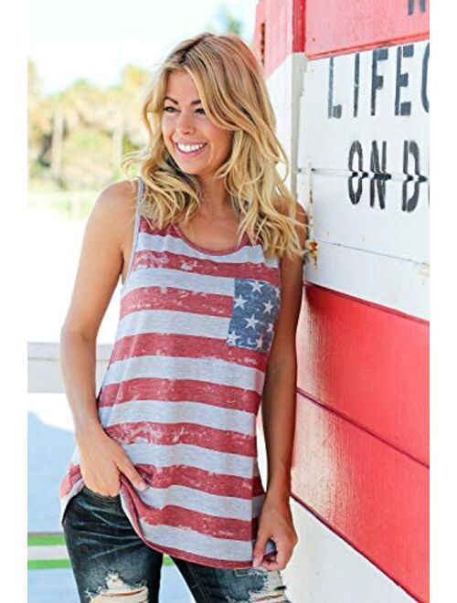 CM-Kid Women's American Flag Tank Tops 4th of July Camo Tee Summer Loose Sleeveless Country Patriotic USA T Shirts