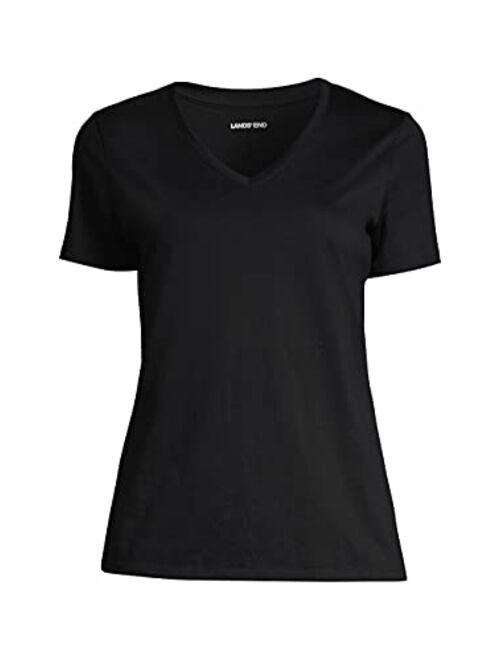 Lands' End Women's Relaxed Supima Cotton Short Sleeve V-Neck T-Shirt