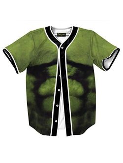 PIZOFF Unisex Arc Bottom 3D Print Baseball Team Jersey Shirt