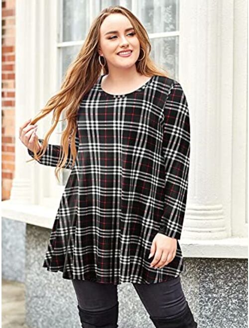 LARACE Plus Size Tunic Tops for Women Long Sleeve Swing Shirt Loose Fit Flowy Clothing for Leggings