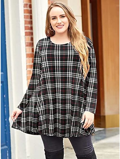 LARACE Plus Size Tunic Tops for Women Long Sleeve Swing Shirt Loose Fit Flowy Clothing for Leggings