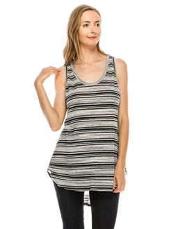 LUVAGE Women's High Low Tunic Tank Top Shirt - Casual Sleeveless Loose Fit Tops