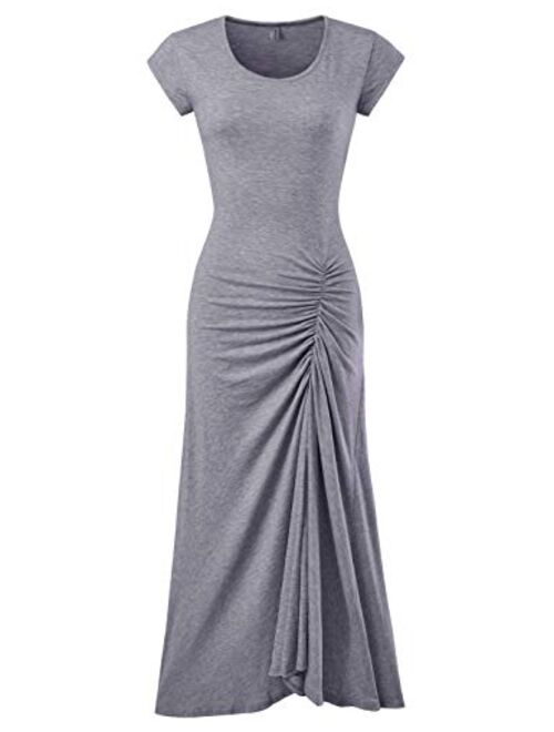 NEARKIN Slim fit Cap Sleeve Sexy Long Dresses Casual Maxi Dress for Women