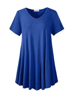 LARACE Tunics Short Sleeve Plus Size Casual Tops for Women V Neck Loose Fit Flowy Clothing for Leggings
