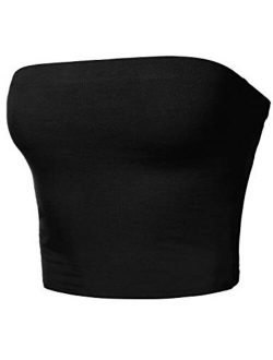 Women's Tube Crop Tops Strapless Cute Sexy Cotton Tops
