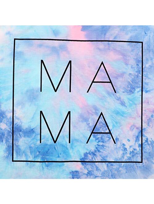 Mama Letter Printed T-Shirt for Women Blessed Mama Shirt Short Sleeve Graphic Tops Tee Casual Blouse