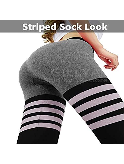 GILLYA High Waist Gym Seamless Leggings Workout Tights for Women Butt Lift Tummy Control Leggings Seamless Yoga Pants