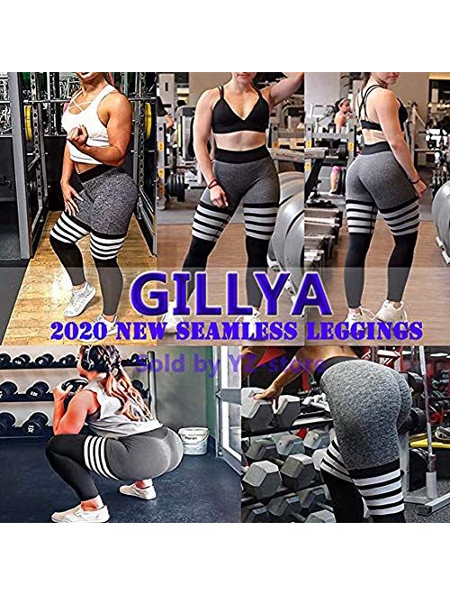 GILLYA High Waist Gym Seamless Leggings Workout Tights for Women Butt Lift Tummy Control Leggings Seamless Yoga Pants