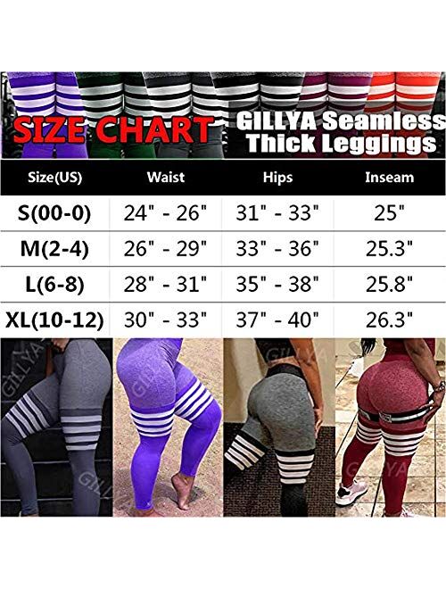 GILLYA High Waist Gym Seamless Leggings Workout Tights for Women Butt Lift Tummy Control Leggings Seamless Yoga Pants