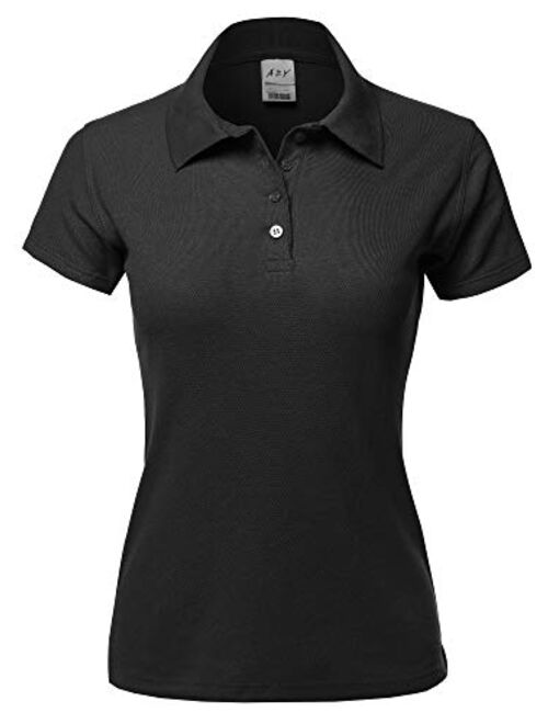 A2Y Women's Basic Casual Essentials 4-Button Junior-Fit PK Cotton Pique Polo Shirt