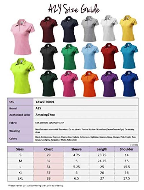A2Y Women's Basic Casual Essentials 4-Button Junior-Fit PK Cotton Pique Polo Shirt