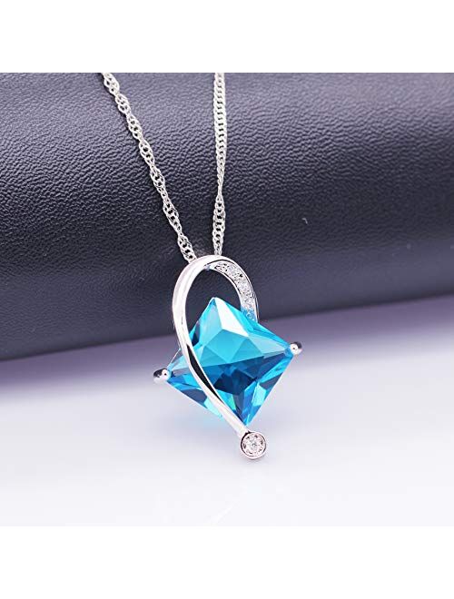 Uloveido Charm Created Topaz Big Square Crystal Necklace Matching Stud Earrings Rings Jewelry Set T295