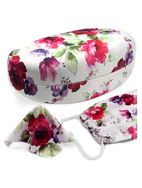 MyEyeglassCase Large Hard Sunglasses Case | fits Large to Extra Large curved Sunglasses, with microfiber cloth