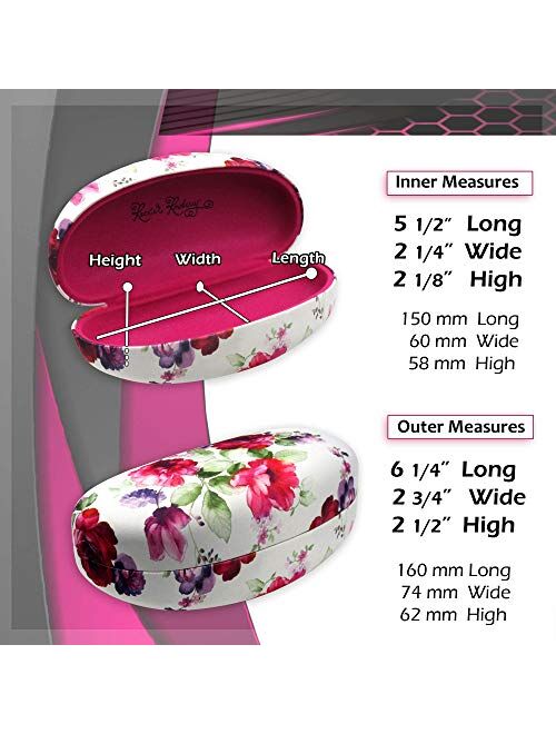 MyEyeglassCase Large Hard Sunglasses Case | fits Large to Extra Large curved Sunglasses, with microfiber cloth