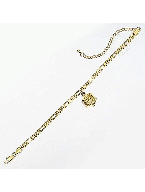 Hermah Letter Charm Anklet Fashion Jewelry for Women Girls Alphabet Initial Letter Anklet Stainless Steel Figaro Link Chain Bracelet Length Adjustable