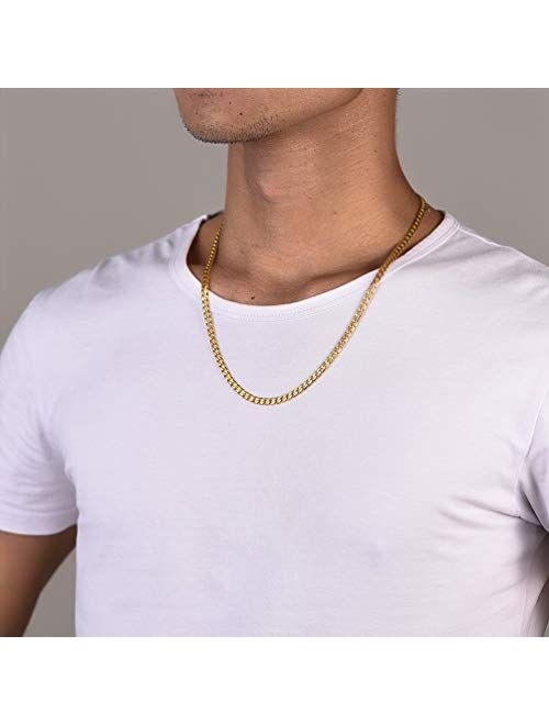 PROSTEEL Stainless Steel Cuban Chain Necklaces/Bracelets for Men Women, Black/18K Gold Plated, Nickel-Free, Hypoallergenic Jewelry, 4mm-13mm, 7.5