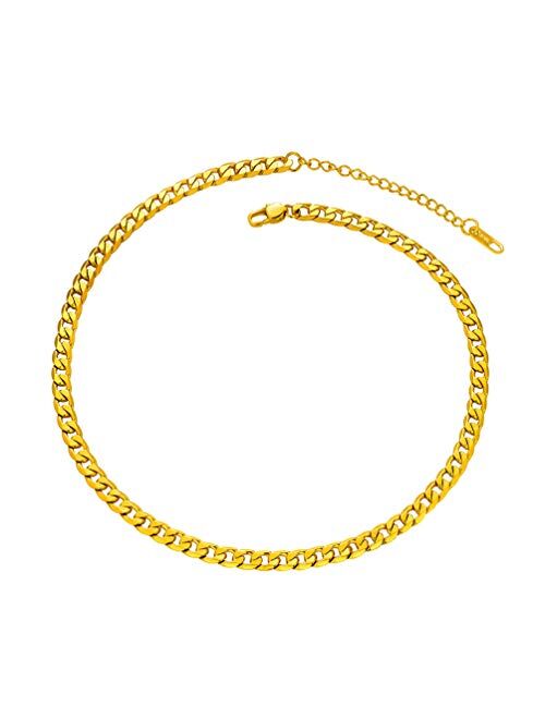 PROSTEEL Stainless Steel Cuban Chain Necklaces/Bracelets for Men Women, Black/18K Gold Plated, Nickel-Free, Hypoallergenic Jewelry, 4mm-13mm, 7.5