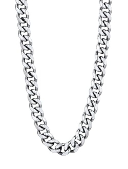 U7 Miami Cuban Chain in Stainless Black Gold Color|Flat Link Necklace NK Cuban Chains for Men and Women,Width 3-12mm,Length 14 Inch-30 Inch.Gift Packed