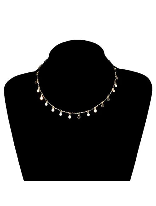 doublelovely Boho Chocker Chain Tassel Star Choker Necklace for Women Necklaces & Pendants Collar