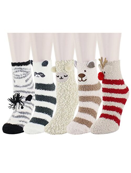 Zmart Fuzzy Colorful Fluffy Warm Indoors Slipper Socks, Funny Gifts for Women