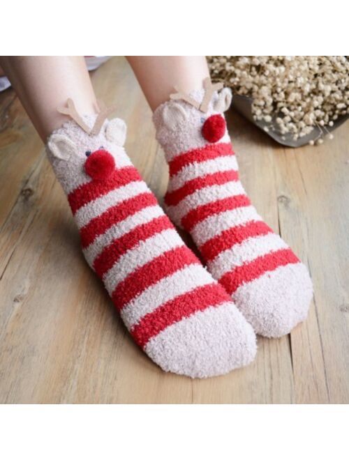 Zmart Fuzzy Colorful Fluffy Warm Indoors Slipper Socks, Funny Gifts for Women