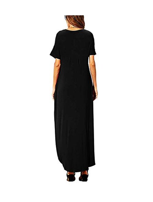AZPSRT Women's Casual Loose Long Dress T-Shirt Dress Long Sleeve Maxi Dresses with Pockets