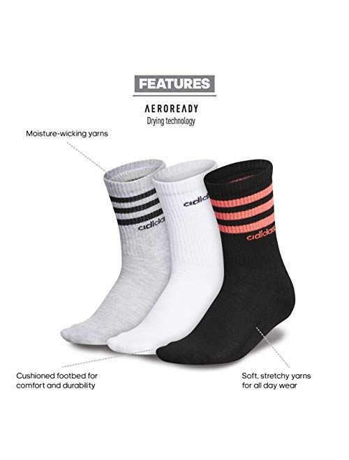 adidas womens 3-stripe Crew Socks (3-pair)