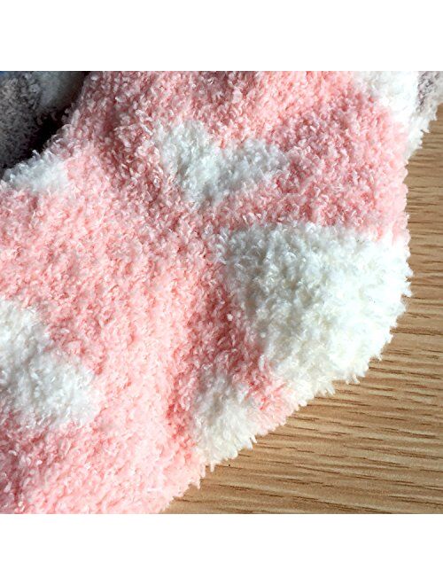 Loritta 5 Pairs Womens Fuzzy Socks Winter Warm Cozy Fluffy Super Soft Slipper Socks