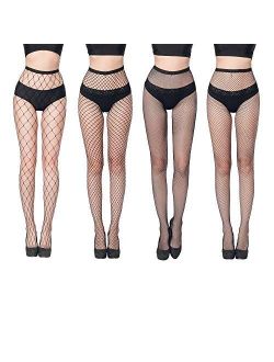 HOVEOX 6 Pairs Lace Patterned Tights Fishnet Floral Stockings