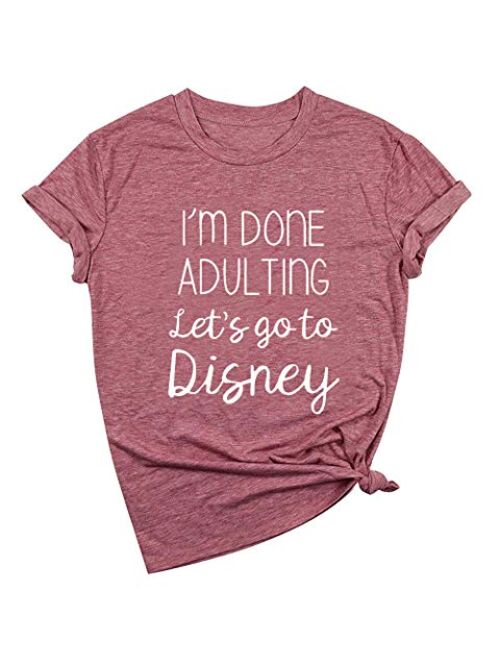 HDLTE Women I'm Done Adulting T Shirt Short Sleeve Female Casual Summer Vacation Tops Tee